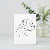 ボクサー犬の墨絵アート - シンプルな犬の線画 ポストカード (スタンド正面)