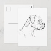 ボクサー犬の墨絵アート - シンプルな犬の線画 ポストカード (正面/裏面)