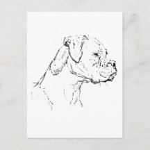 ボクサー犬の墨絵アート - シンプルな犬の線画
