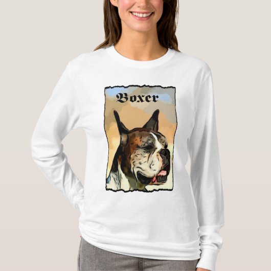 ボクサー犬の女性のワイシャツ Tシャツ (正面)