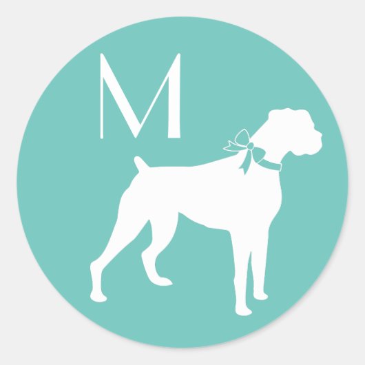 ボクサー犬の子犬 ラウンドシール (正面)