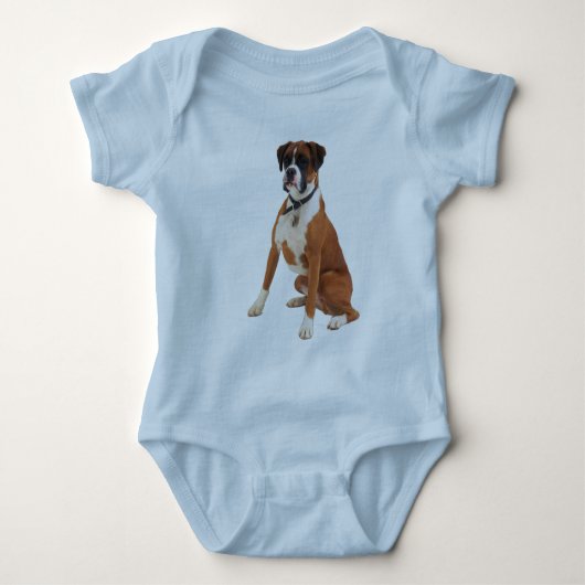 ボクサー犬の幼児クリーパーOnsie ベビーボディスーツ (正面)