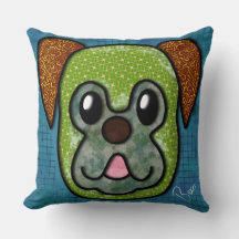 ボクサー犬の手の絵を描装飾用クッション