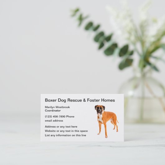 ボクサー犬の救助と里親 名刺 (スタンド正面)