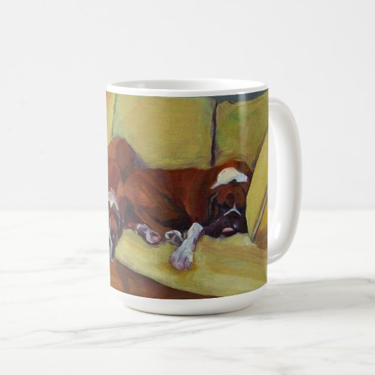 ボクサー犬の昼寝のカスタムのマグ コーヒーマグカップ (正面右)