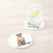 ボクサー犬の水彩画アート コースター (側面)