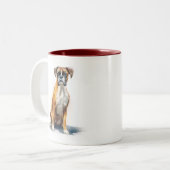 ボクサー犬の水彩画アート ツートーンマグカップ (正面左)