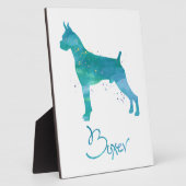 ボクサー犬の水彩画 フォトプラーク (側面)