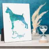 ボクサー犬の水彩画 フォトプラーク (側面)