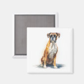 ボクサー犬の水彩画 マグネット (正面/裏面)