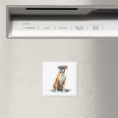ボクサー犬の水彩画 マグネット (インサイチュ (食洗機))