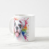 ボクサー犬の水色のスプラッシュ コーヒーマグカップ (正面左)