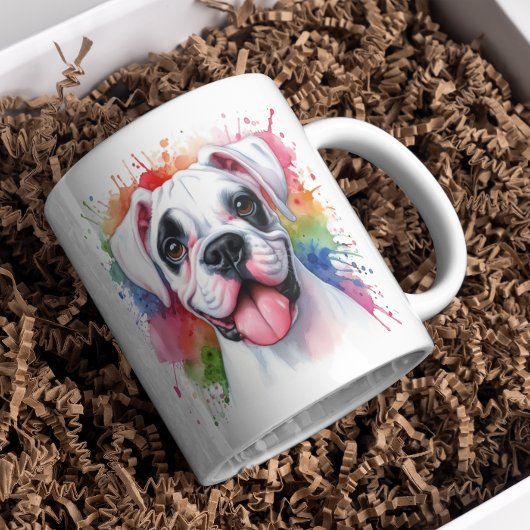 ボクサー犬の水色のスプラッシュ コーヒーマグカップ