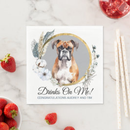 ボクサー犬の結婚式ナプキンに犬の写真 スタンダードランチョンナプキン