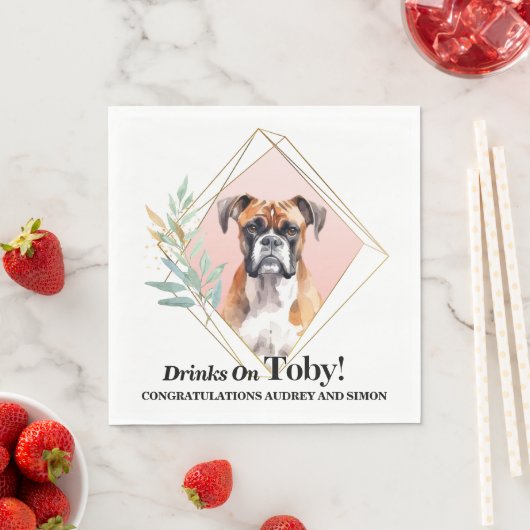 ボクサー犬の結婚式ナプキンに犬の写真 スタンダードランチョンナプキン (インサイチュ)