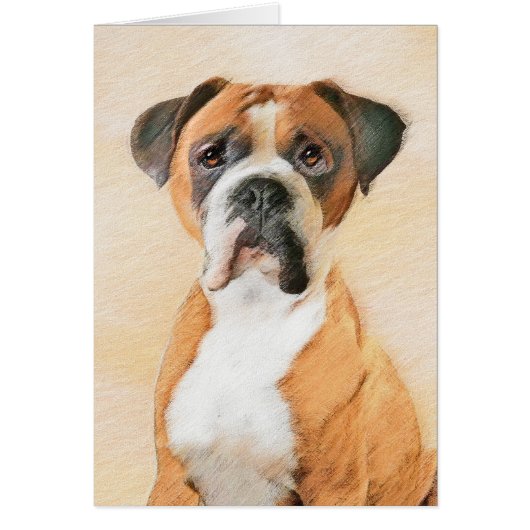 ボクサー犬の絵画 オリジナルの動物アート (正面)