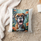 ボクサー犬の花枕 クッション (ブランケット)
