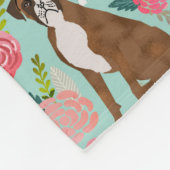 ボクサー犬の花模様 フリースブランケット (角)