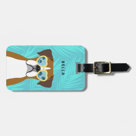 ボクサー犬の荷物タグ ラゲッジタグ (正面横)