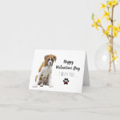 ボクサー犬の見習いバレンタイン カード (黄色い花)