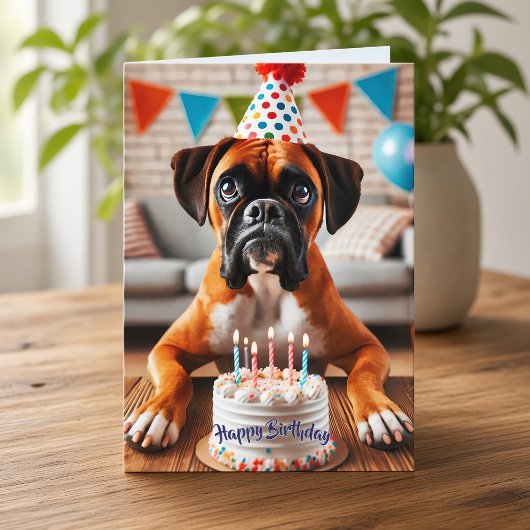 ボクサー犬の誕生日お祝い シーズンカード