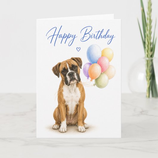 ボクサー犬の誕生日 カード (正面)