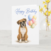 ボクサー犬の誕生日 カード (黄色い花)