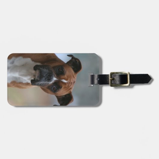 ボクサー犬の財布または荷物のラベル ラゲッジタグ (正面横)