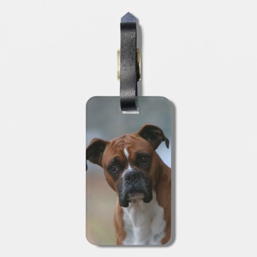 ボクサー犬の財布または荷物のラベル ラゲッジタグ (裏面縦)