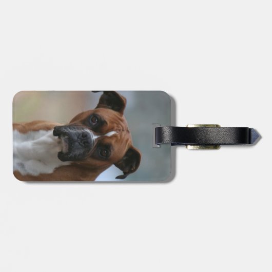 ボクサー犬の財布または荷物のラベル ラゲッジタグ (裏面横)