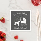 ボクサー犬の赤ちゃんシャワーパピーグレー スタンダードカクテルナプキン (インサイチュ)