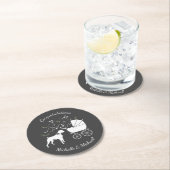 ボクサー犬の赤ちゃんシャワーパピーグレー ラウンドペーパーコースター (インサイチュ)