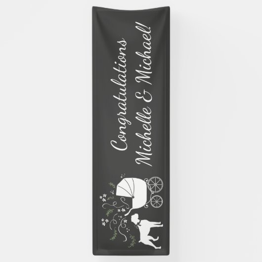 ボクサー犬の赤ちゃんシャワーパピーグレー 横断幕 (縦)