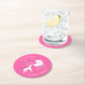 ボクサー犬の赤ちゃんシャワーパピーピンクガール ラウンドペーパーコースター (インサイチュ)