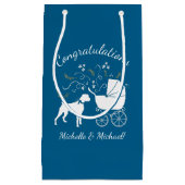 ボクサー犬の赤ちゃんシャワーパピーブルーボーイ スモールペーパーバッグ (正面)