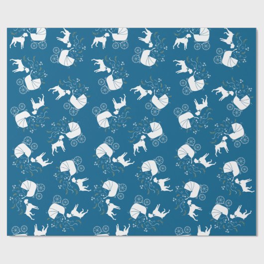 ボクサー犬の赤ちゃんシャワーパピーブルーボーイ ラッピングペーパー (フラット)