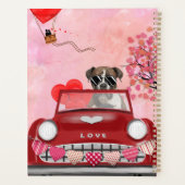ボクサー犬の車とハートバレンタイン プランナー手帳 (裏面)