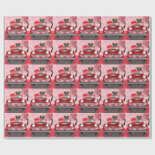 ボクサー犬の車とハートバレンタイン ラッピングペーパー (フラット)