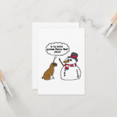 ボクサー犬の雪だるまクリスマス カード (正面/裏面インサイチュ)