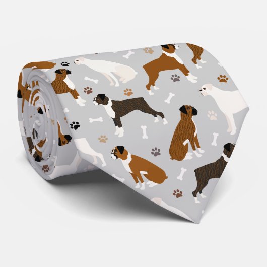 ボクサー犬の骨と手 ネクタイ (ロール)