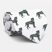 ボクサー犬の黄色と青のグリッド線（白） ネクタイ (ロール)