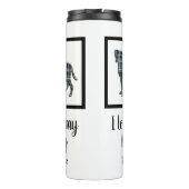 ボクサー犬の黄色と青のシルエット タンブラー (裏面)