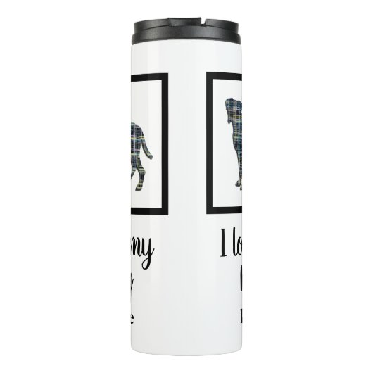 ボクサー犬の黄色と青のシルエット タンブラー (裏面)