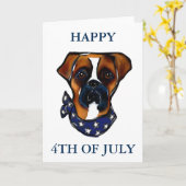 ボクサー犬の4th of July カード (黄色い花)