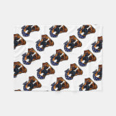 ボクサー犬の4th of July フリースブランケット (正面(横))