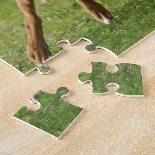 ボクサー犬はおもしろいな競争を走ります ジグソーパズル (側面)