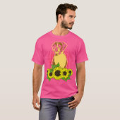 ボクサー犬ひまわり可愛いボクサー犬 Tシャツ (正面フル)