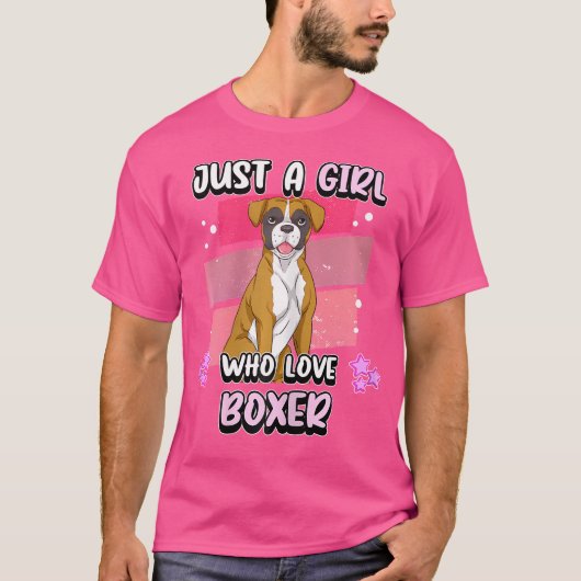 ボクサー犬を愛する女の子 Tシャツ (正面)