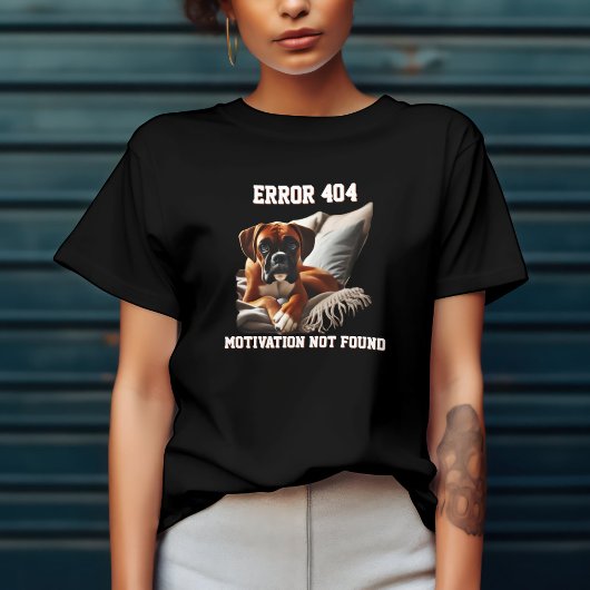 ボクサー犬エラー404やる気不明 Tシャツ