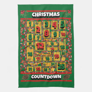ボクサー犬カウントダウンクリスマスアドベントカレンダー キッチンタオル